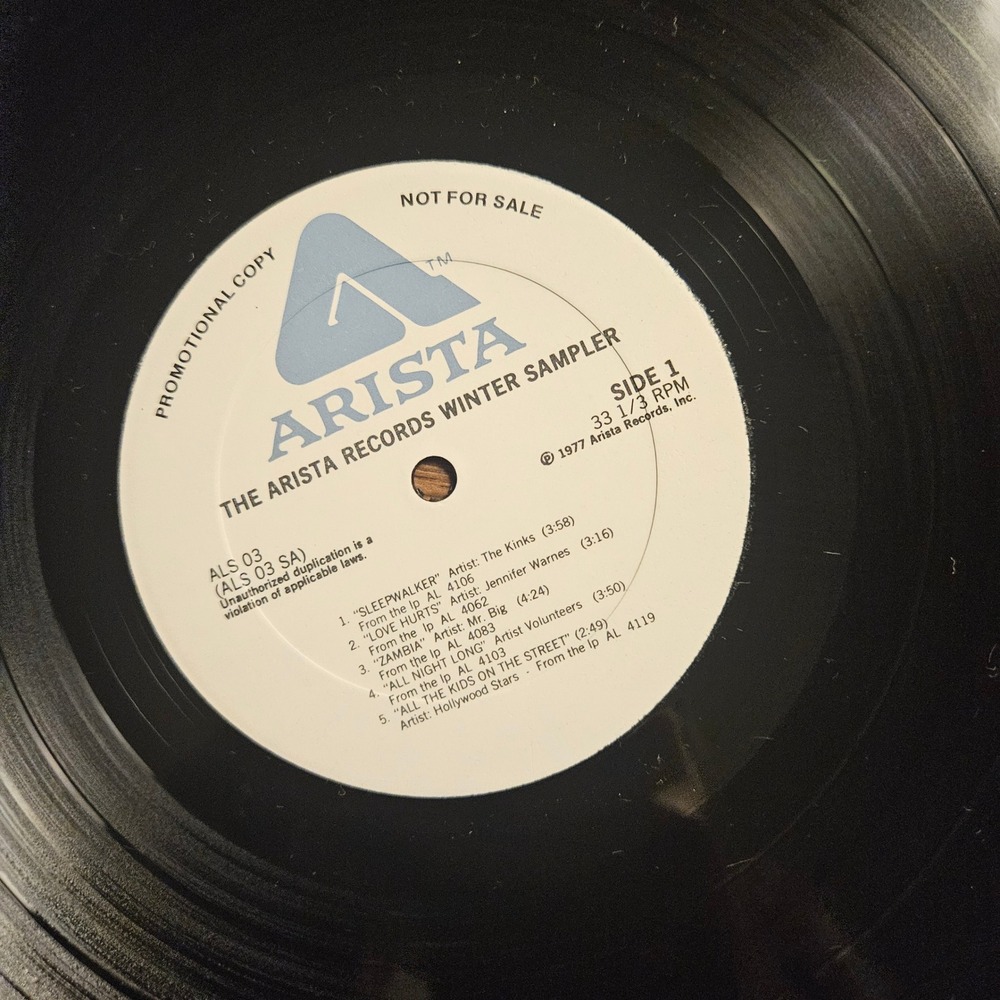 The Arista Records Winter Sampler 1977 Arista ALS 03 Sampler LP PROMO VG EX/EX - Picture 4 of 4